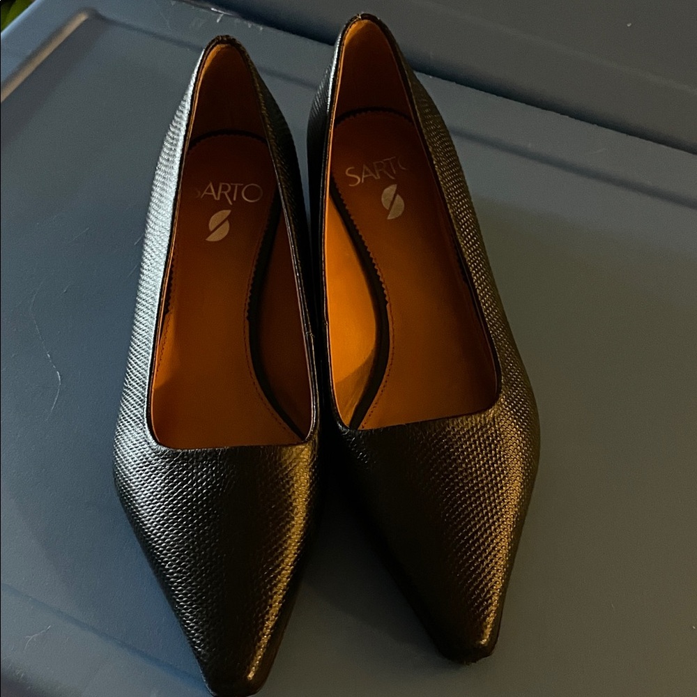 Franco Sarto Black Textured Heels